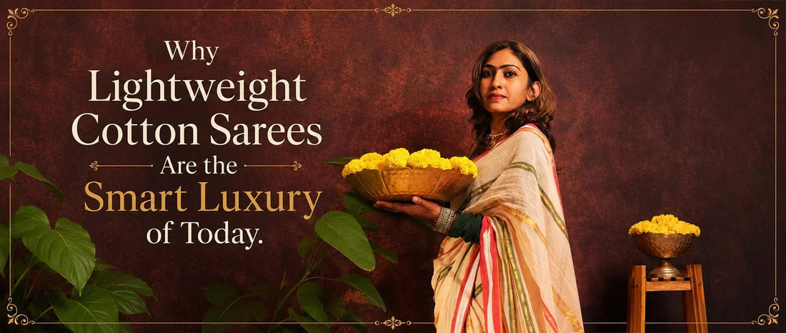 Why Lightweight Cotton Sarees Are the Smart Luxury of Today. - Kottanz Loom Co