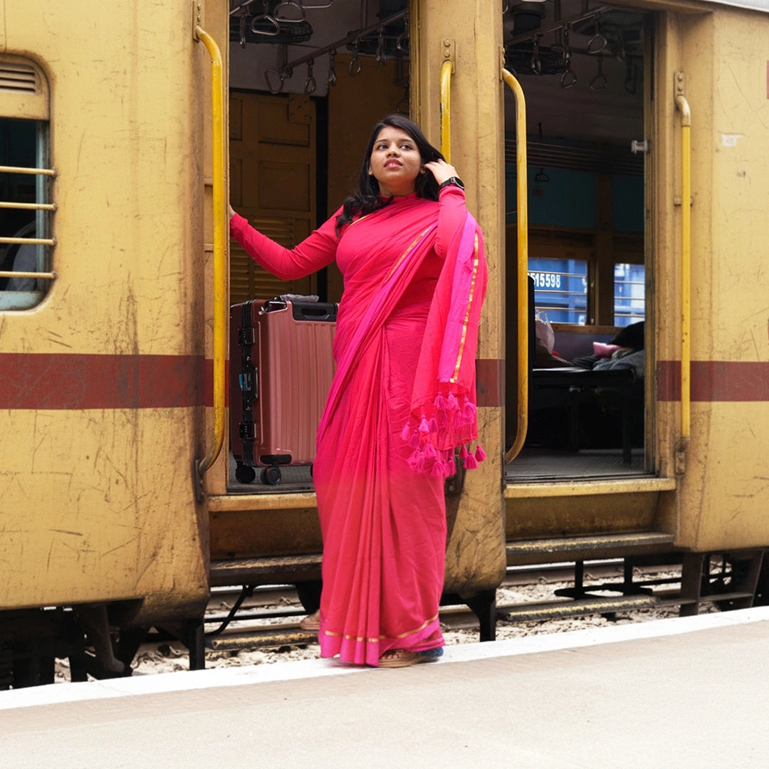 Pink Mul Cotton Saree – Soft, Lightweight Daily & Casual Wear