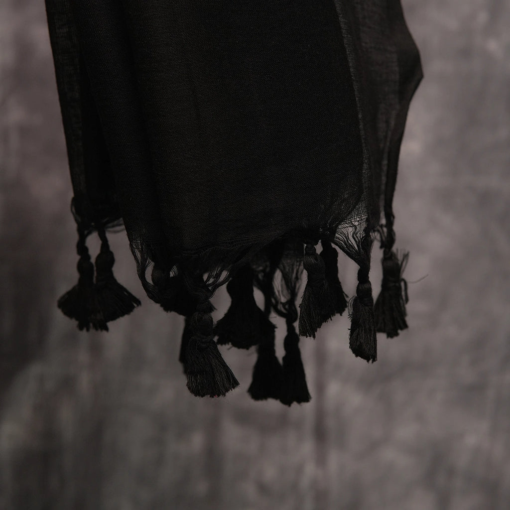 Pink  Black Contrast Khadi Saree – Bold Two-Tone Drape