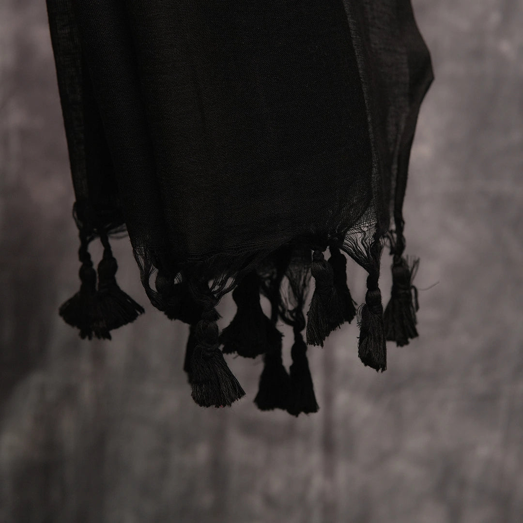 Pink  Black Contrast Khadi Saree – Bold Two-Tone Drape