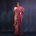 Pink Ruffle Classic Saree | Handcrafted Cotton Tassel Saree