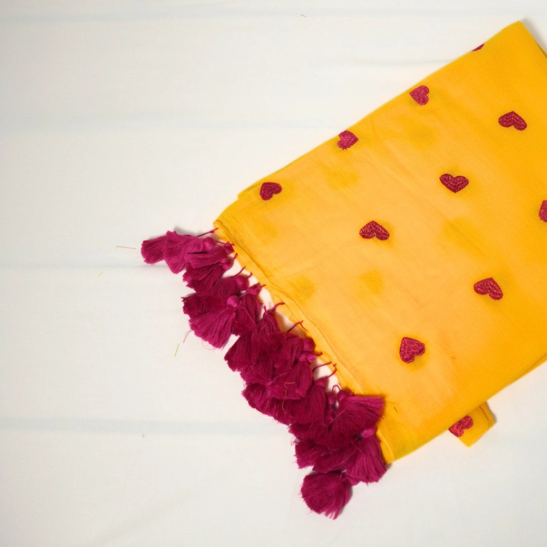 Yellow Flower Embroidery Saree – Festive Designer Party Wear