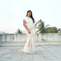 White Mul Cotton Saree | Handwoven Lightweight Indian Saree