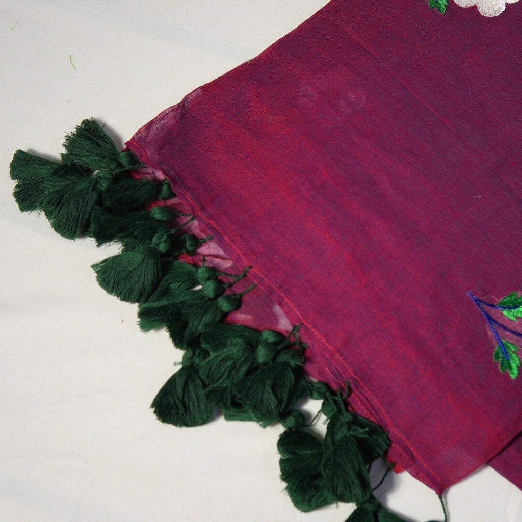 Purple Flower Embroidery Saree | Elegant Party Wear Saree