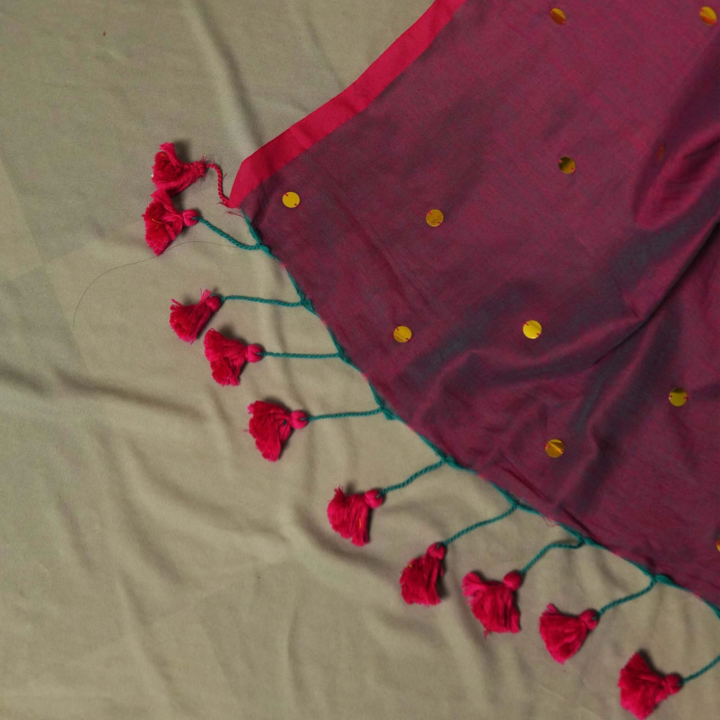 Gini Khadi Saree – Elegant Handwoven Purple Khadi Saree