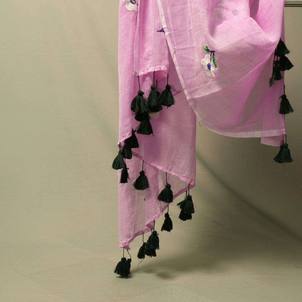 Lavender Flower Embroidery Saree – Premium Pastel Party Wear Saree