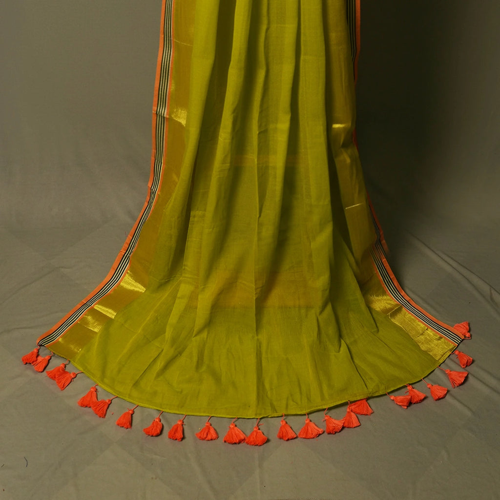 Green Mul Cotton Saree – Soft Lightweight Daily &amp; Festive Wear