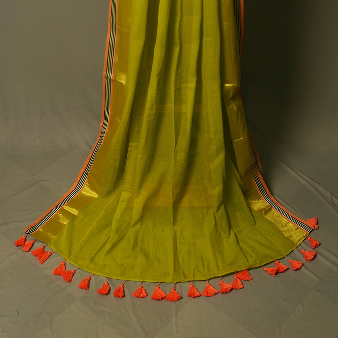 Green Mul Cotton Saree – Soft Lightweight Daily &amp; Festive Wear