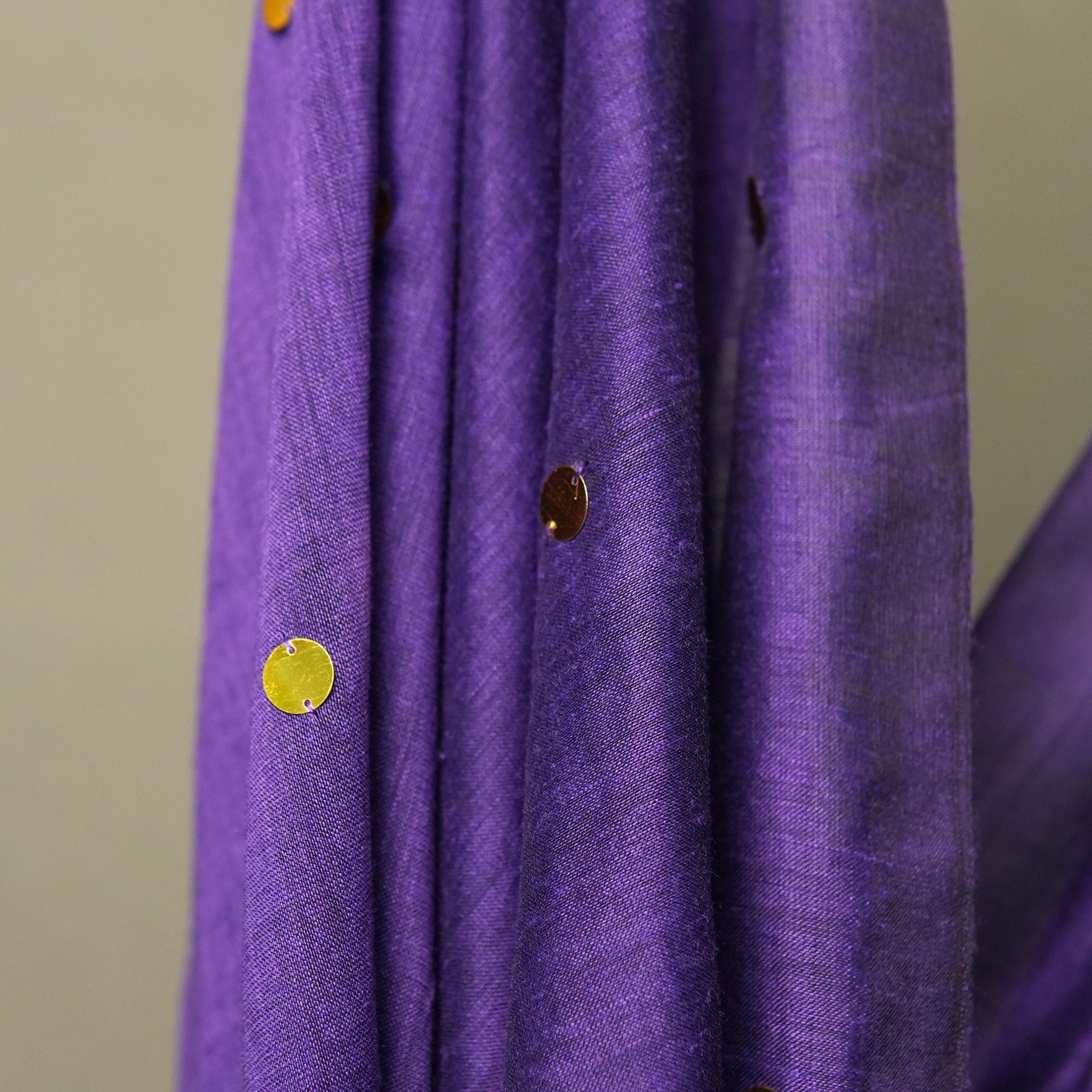 Purple Gini Khadi Saree – Handwoven Cotton Saree with Sequin Detail