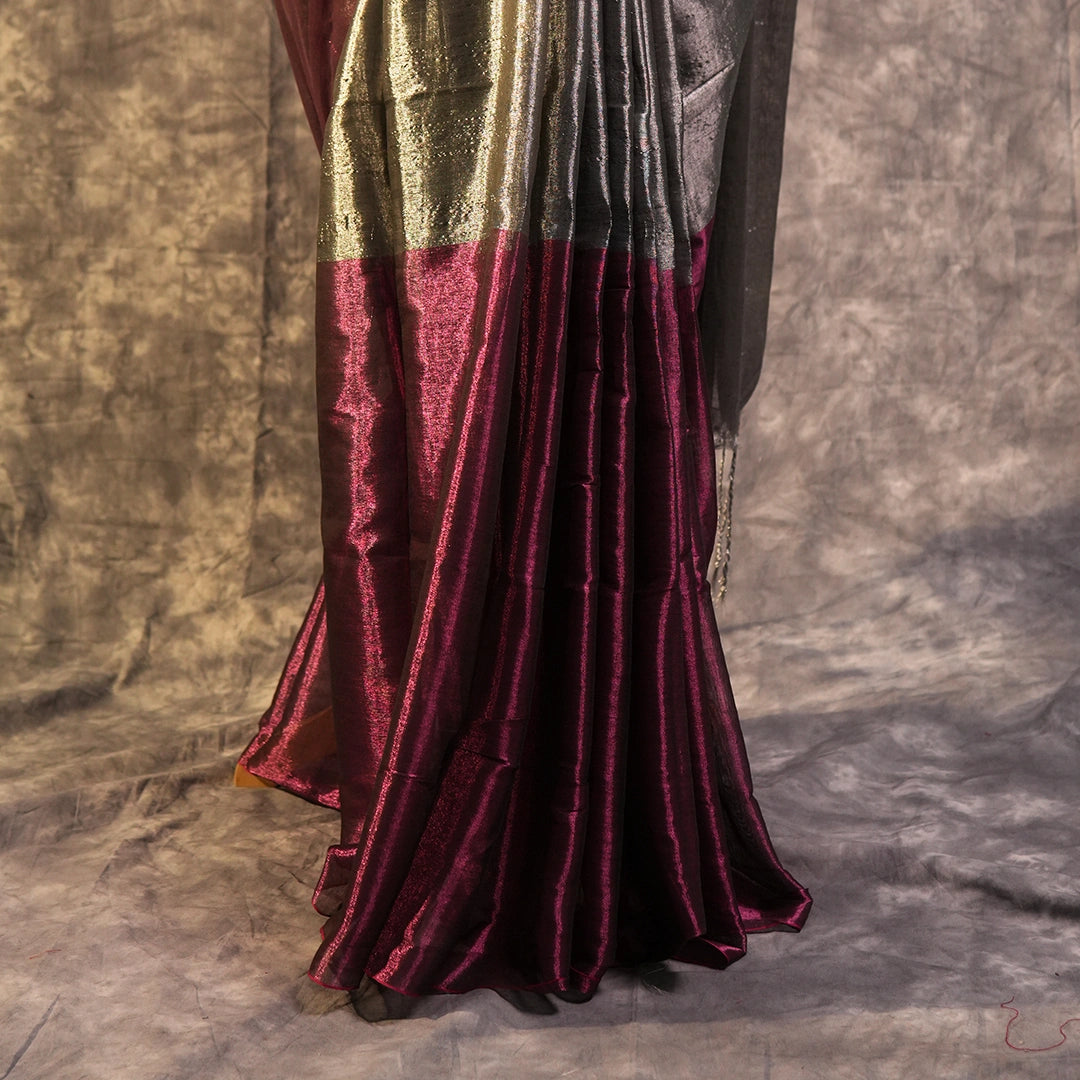 Purple Turnaround Tissue Saree | Dual-Tone Reversible Party Saree