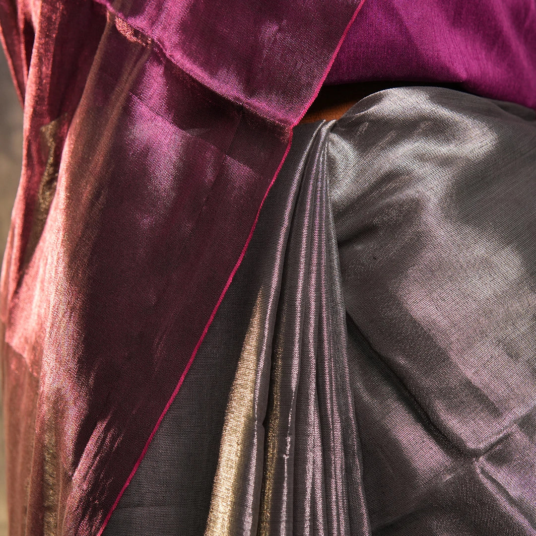 Purple Turnaround Tissue Saree | Dual-Tone Reversible Party Saree