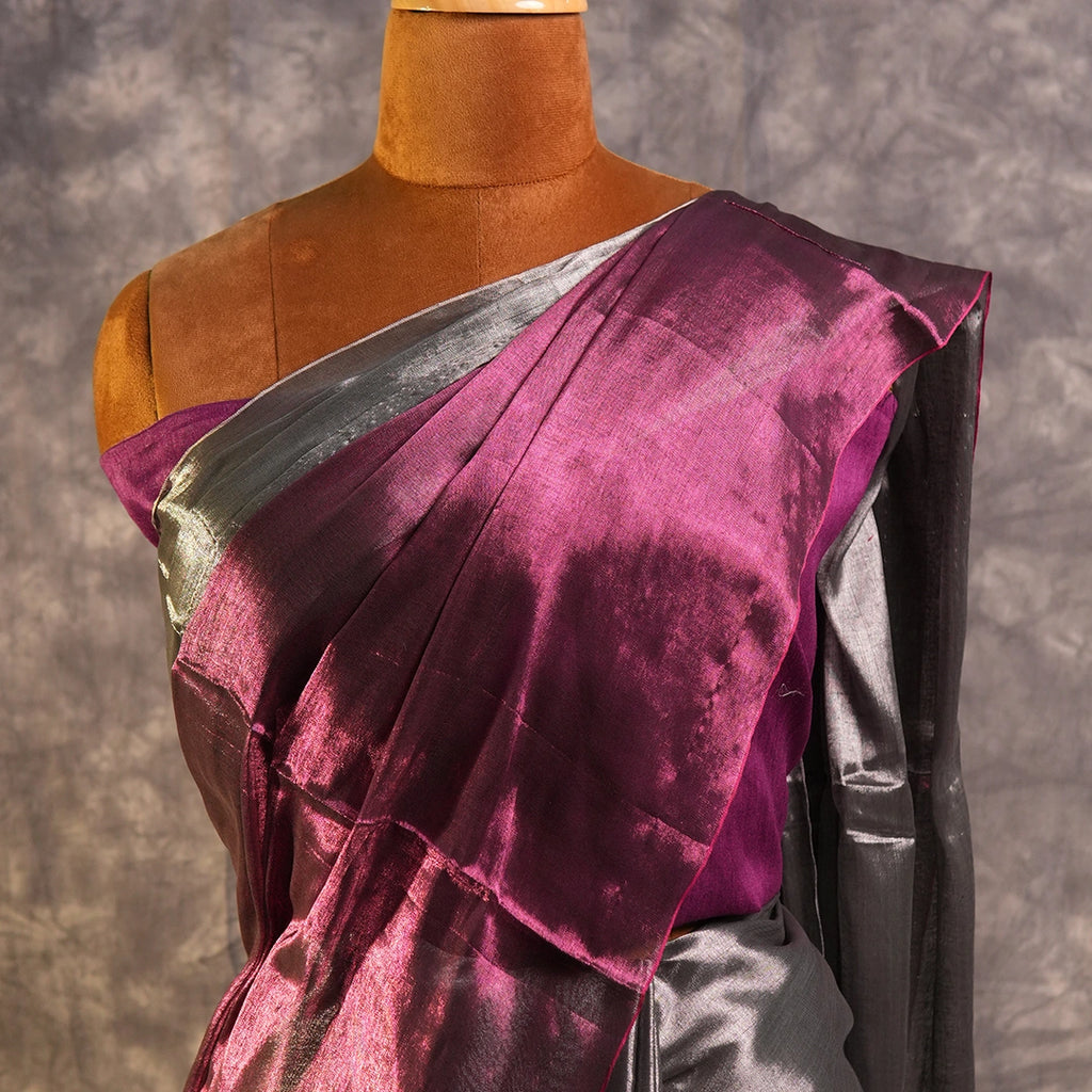 Purple Turnaround Tissue Saree | Dual-Tone Reversible Party Saree