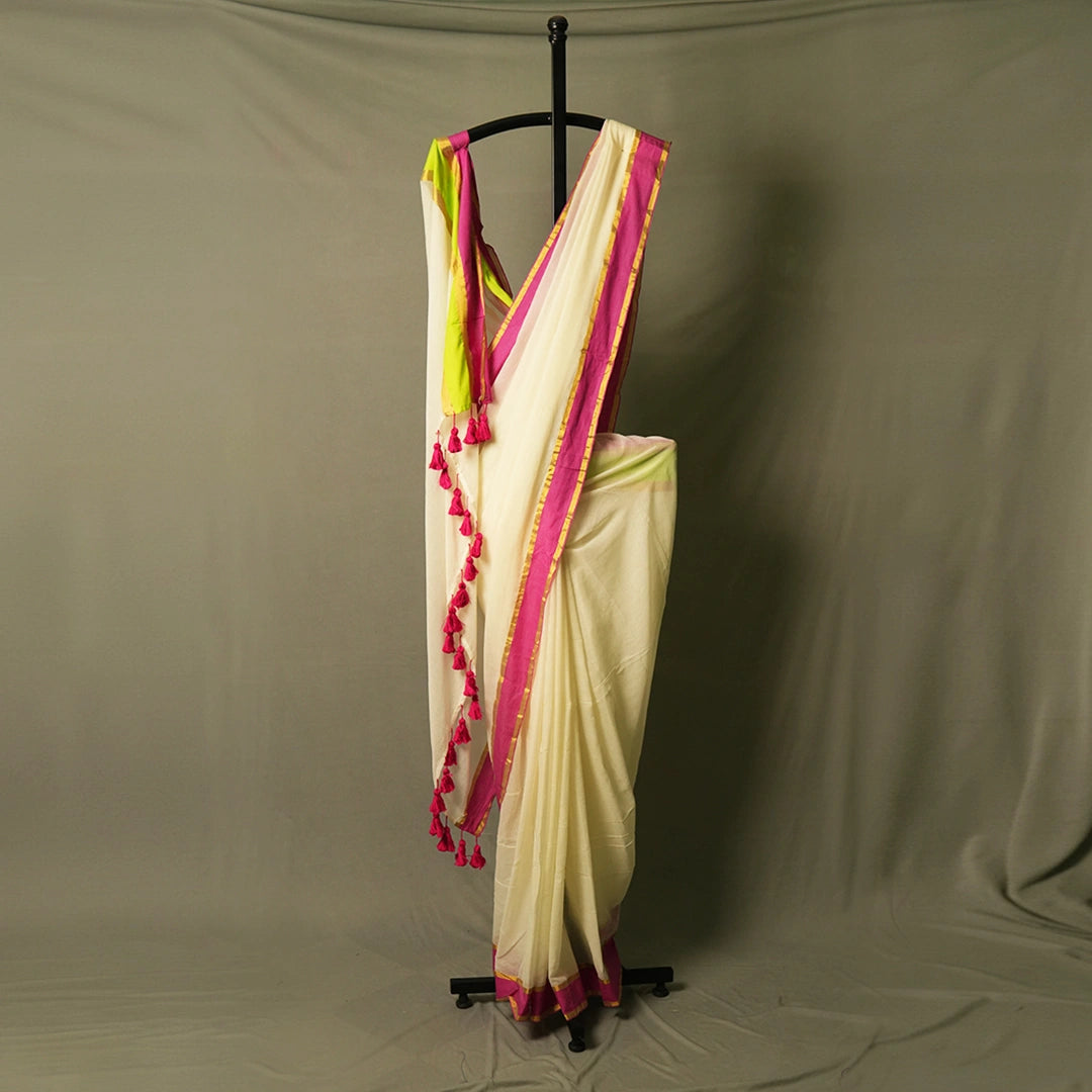 White Mul Cotton Saree – Soft, Simple &amp; Elegant Daily Wear