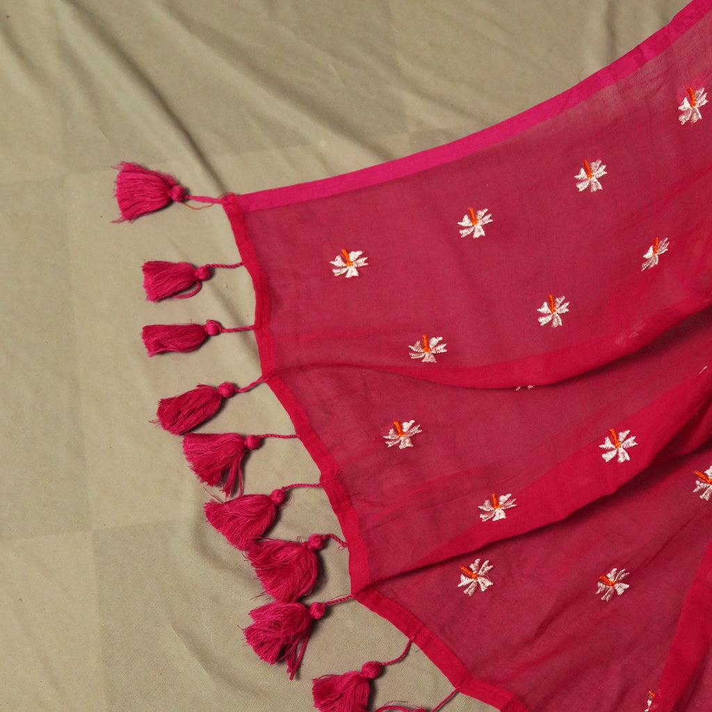 Pink Shiwli Flower Embroidery Saree – Elegant Festive Party Wear