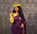 Plum Floral Ruffle Saree Set – Designer Wedding Party Wear