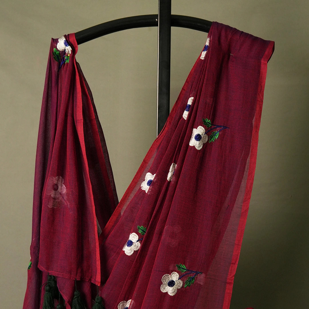 Purple Flower Embroidery Saree | Elegant Party Wear Saree