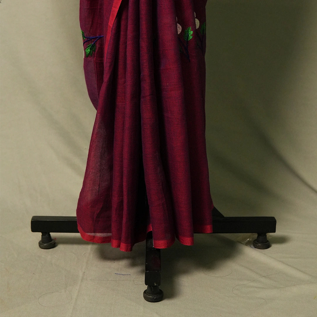 Purple Flower Embroidery Saree | Elegant Party Wear Saree