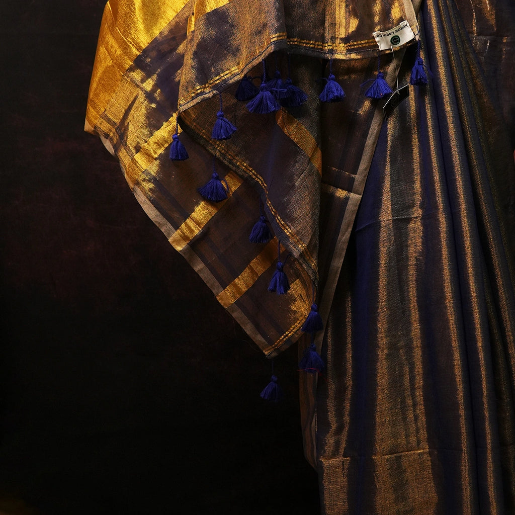 Blue Raga Tissue Saree – Handwoven Traditional Indian Silk Saree