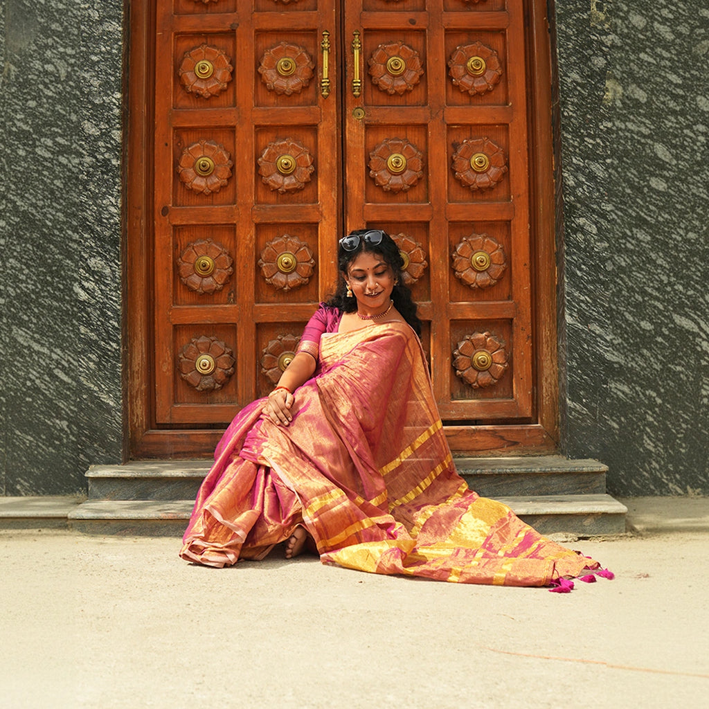 Purple Raga Tissue Saree – Handwoven Traditional Indian Silk Saree