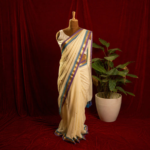 White-Multistripe-Chumki-Saree-Mul-Cotton-Gold-Sequin-Festive-Indian-Saree-02