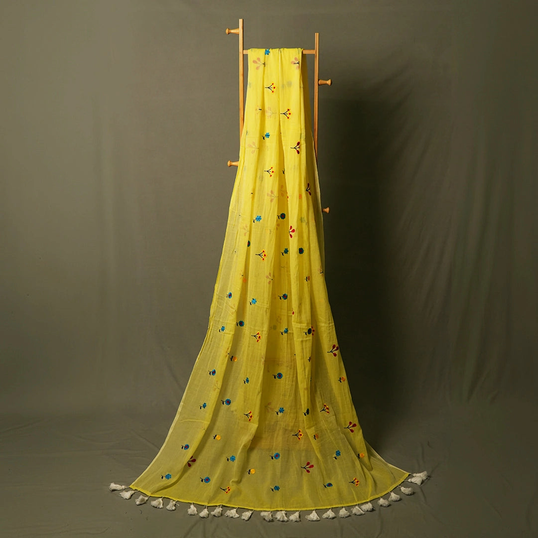 Yellow Embroidery Saree – Festive Light Elegant Designer Wear