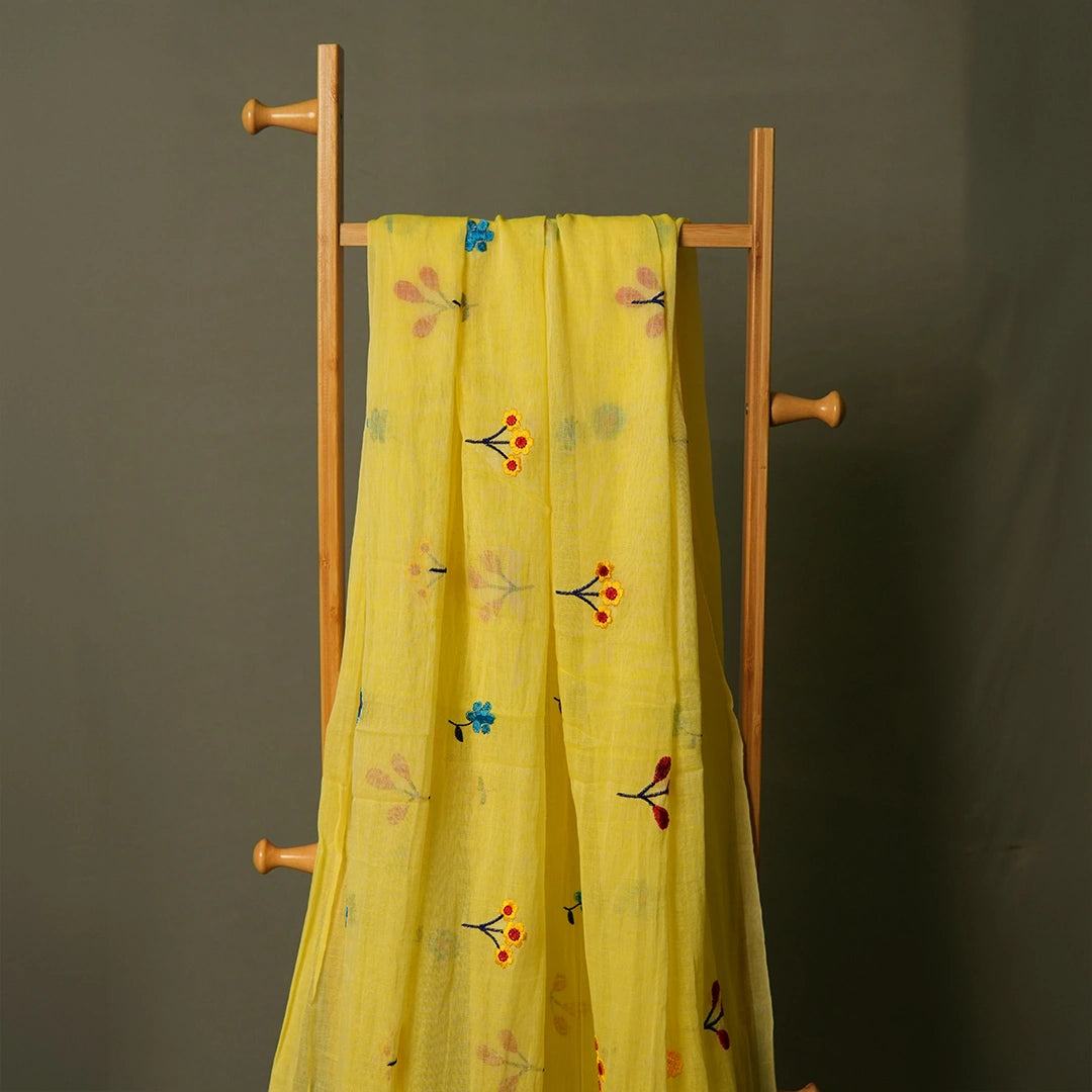 Yellow Embroidery Saree – Festive Light Elegant Designer Wear