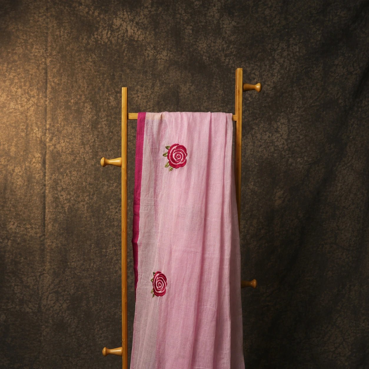 Baby Pink Rose Embroidery Saree – Elegant Festive Party Wear - Kottanz Loom CoSareeKottanzloom