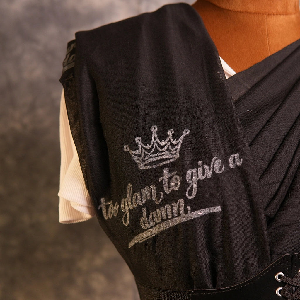 Too Glam To Give A Damn Black Saree | Statement Print Designer Saree