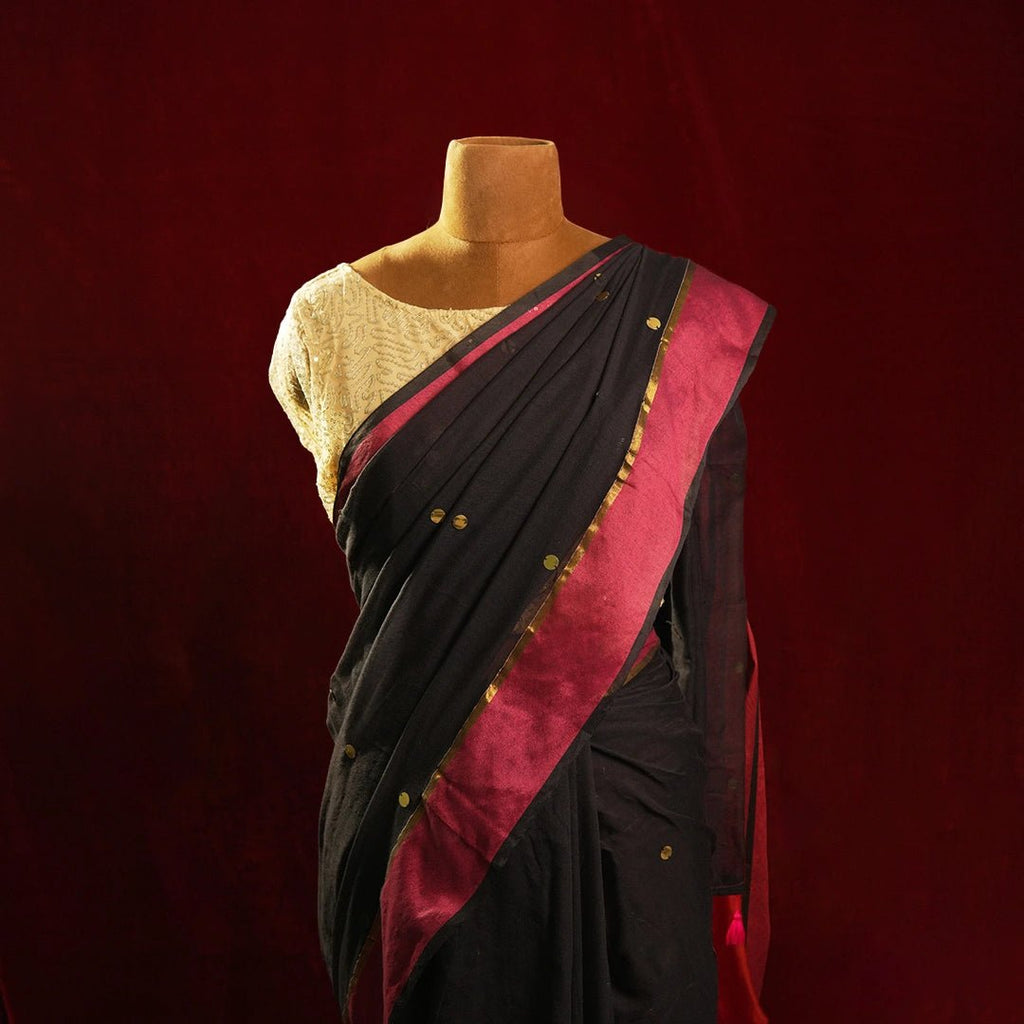 Black Chumki Rani Saree – Handcrafted Indian Festive Drape - Kottanz Loom CoSareeKottanz Loom Co