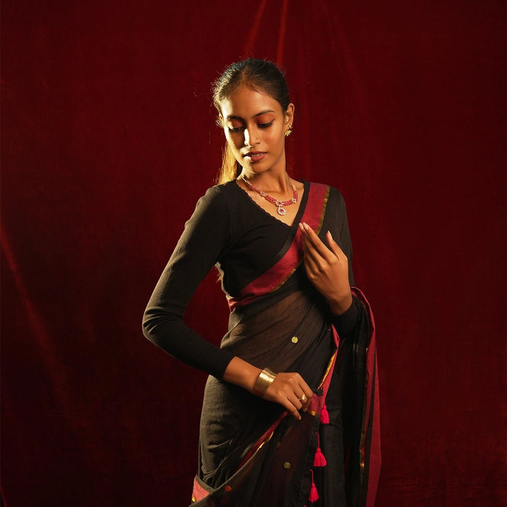Black Chumki Rani Saree – Handcrafted Indian Festive Drape - Kottanz Loom CoSareeKottanz Loom Co