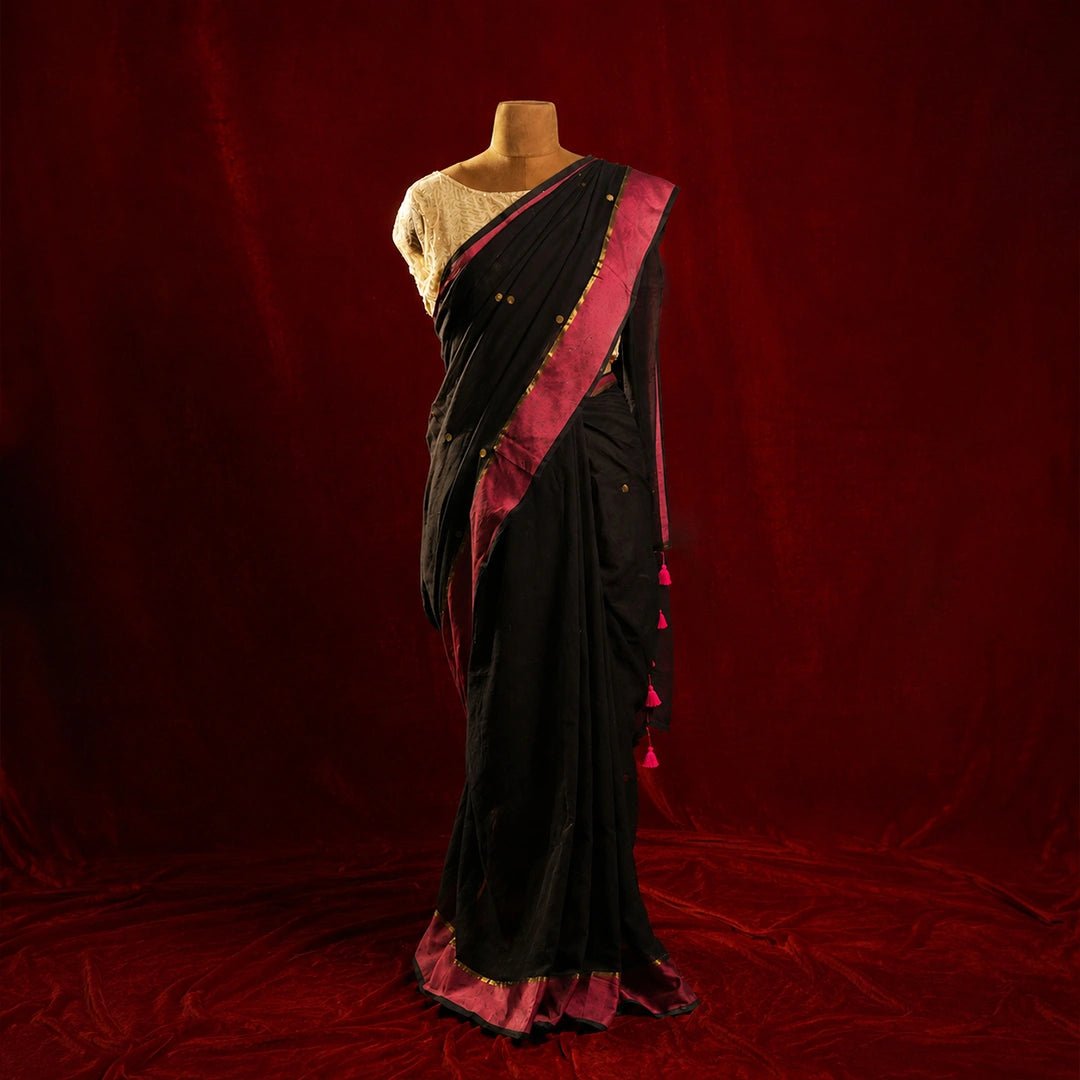 Black Chumki Rani Saree – Handcrafted Indian Festive Drape - Kottanz Loom CoSareeKottanz Loom Co