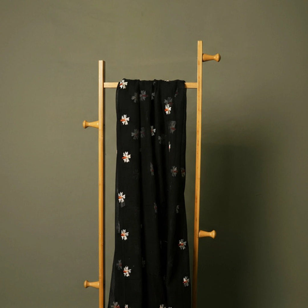 Black Shiwli Flower Embroidery Saree – Elegant Festive Party Wear - Kottanz Loom CoSareeKottanzloom