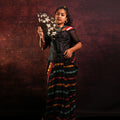 Black striped festive cotton saree handloom border