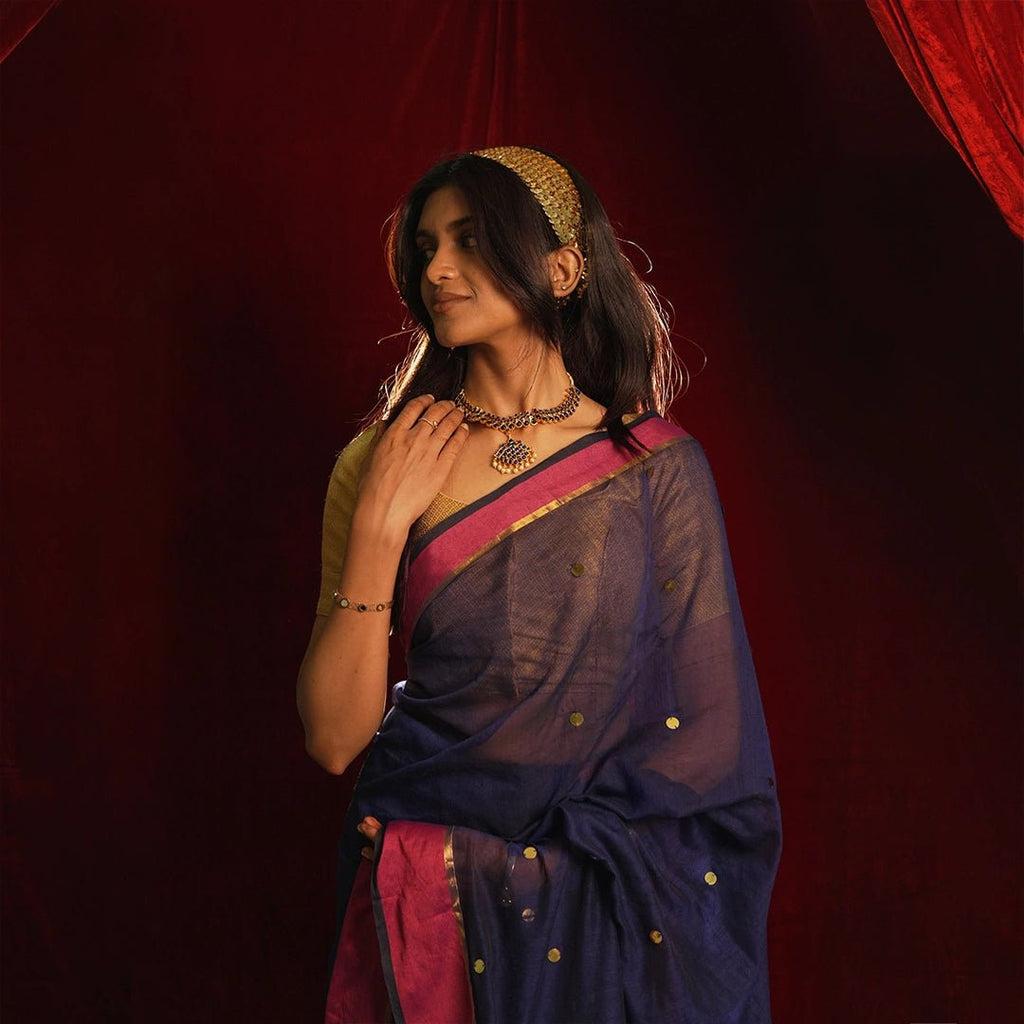 Blue Chumki Rani Saree – Handcrafted Indian Festive Drape - Kottanz Loom CoSareeKottanz Loom Co