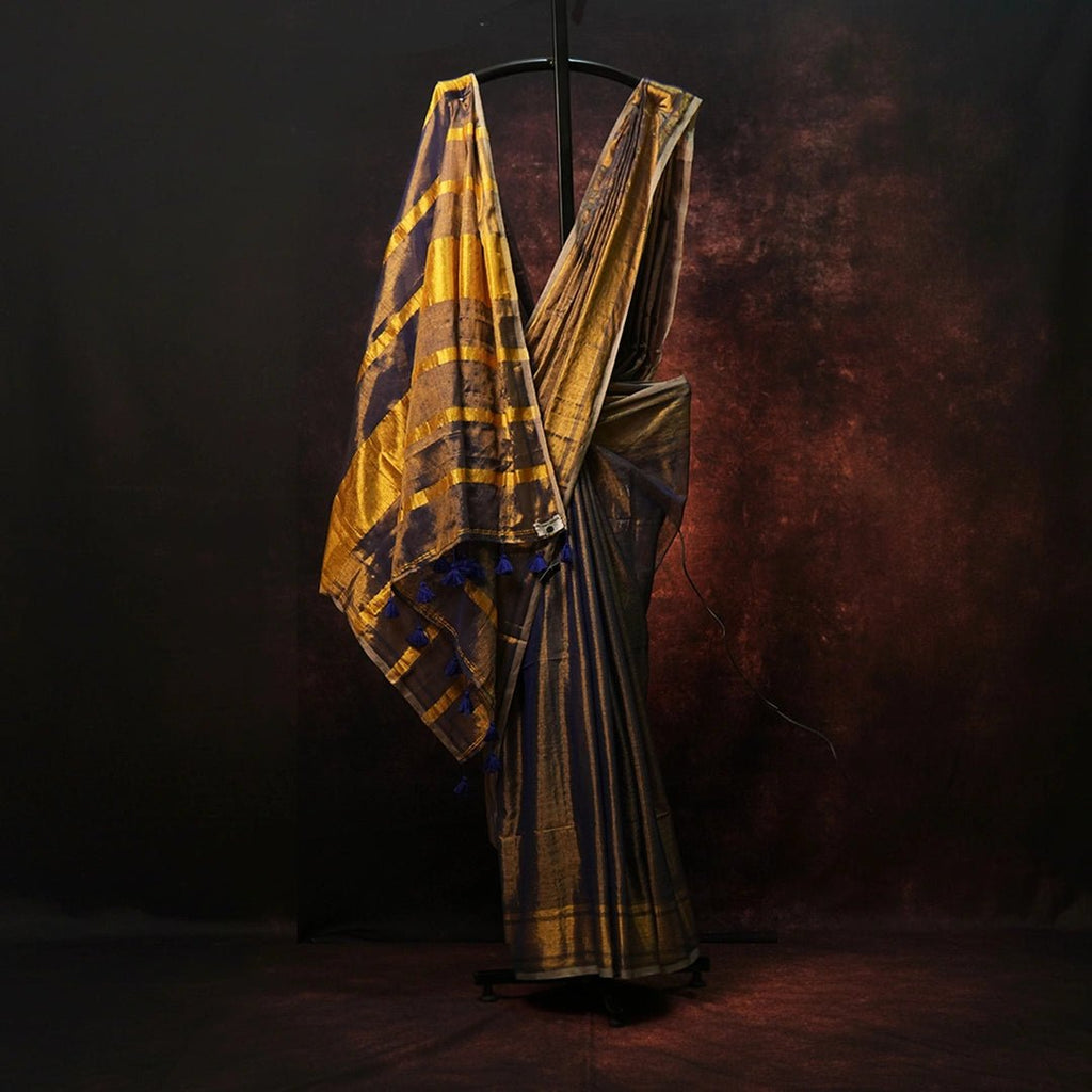 Blue Raga Tissue Saree – Handwoven Traditional Indian Silk Saree - Kottanz Loom CoSareeKottanzloom