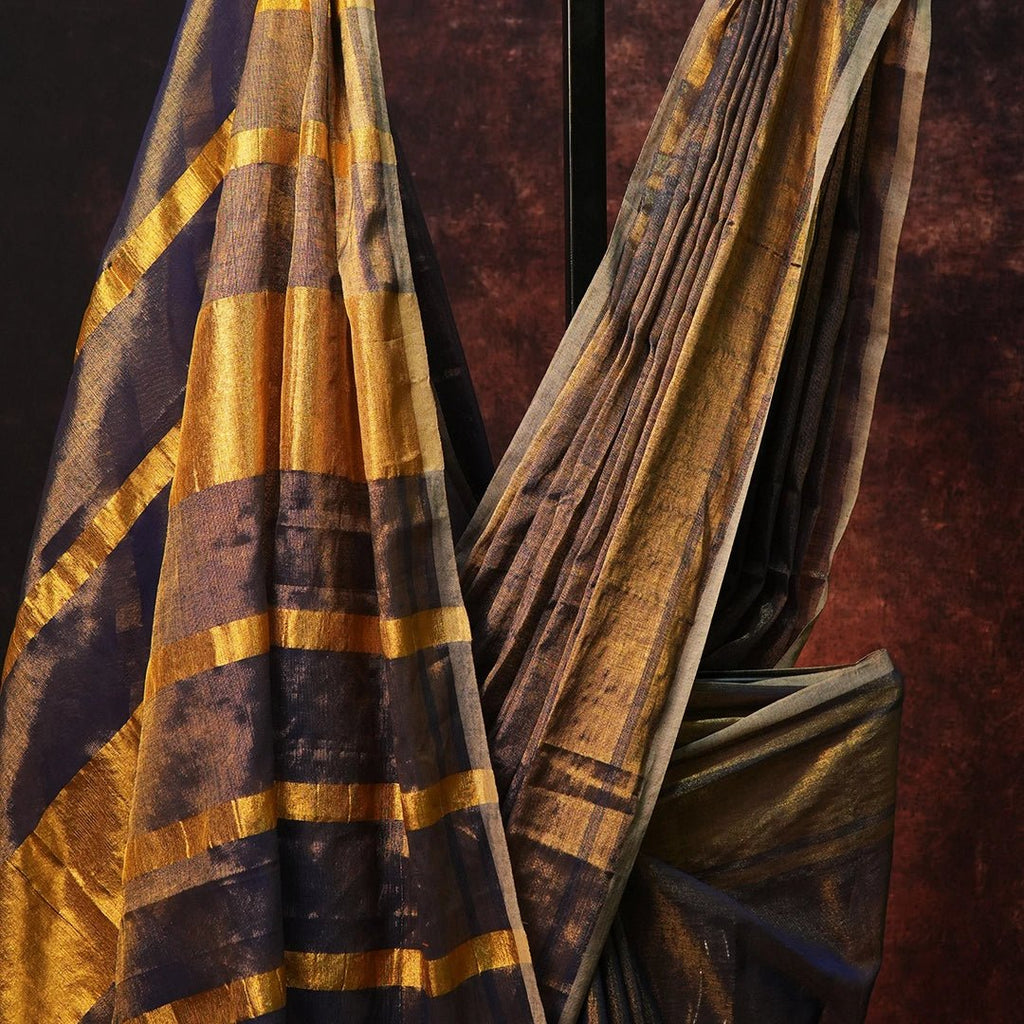 Blue Raga Tissue Saree – Handwoven Traditional Indian Silk Saree - Kottanz Loom CoSareeKottanzloom