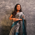 Blue Turnaround Tissue Saree | Tri-Color Reversible Designer Saree - Kottanz Loom CoSareeKottanz Loom Co