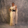 Chai and Chill Saree – fusion corset statement saree with contemporary drape – Kottanz Loom Co