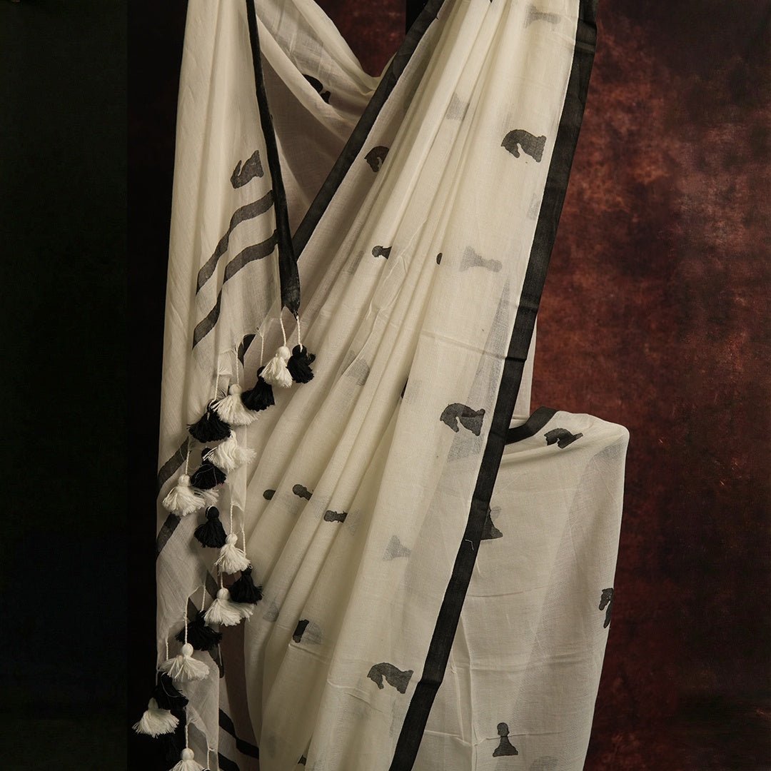 Chess Print Cotton Saree | Handcrafted Indian Wedding Gift - Kottanz Loom CoSareeKottanz Loom Co