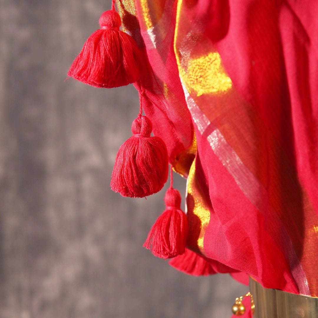 Dark Pink Zari Stripe Handloom Saree | Festive Traditional Wear - Kottanz Loom CoSareeKottanz Loom Co