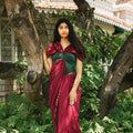 Delulu Edit Saree | Wine Designer Saree with Statement Border - Kottanz Loom CoSareeKottanz Loom Co