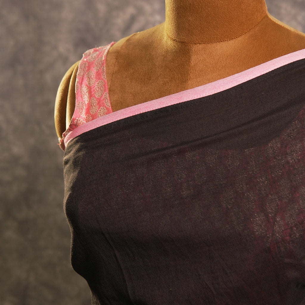 Delulu Era black cocktail saree – modern traditional designer statement saree – Kottanz Loom Co
