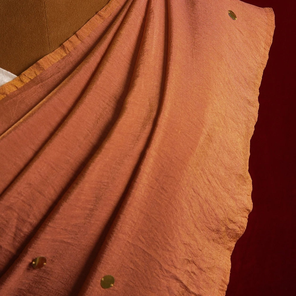 Dusky Orange Chumki Saree – Silk Handloom Saree - Kottanz Loom CoSareeKottanz Loom Co