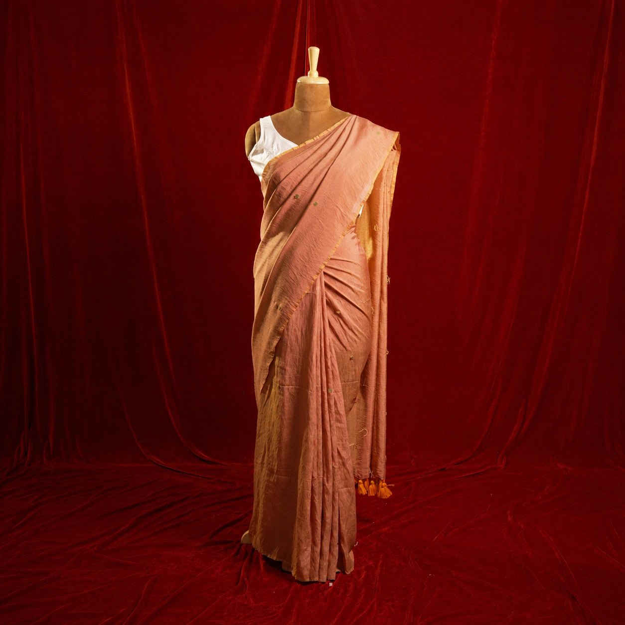 Dusky Orange Chumki Saree – Silk Handloom Saree - Kottanz Loom CoSareeKottanz Loom Co
