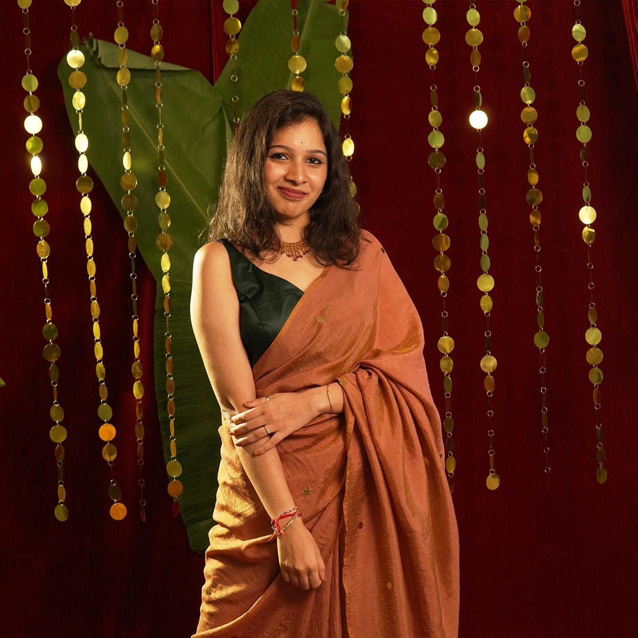 Dusky Orange Chumki Saree – Silk Handloom Saree - Kottanz Loom CoSareeKottanz Loom Co