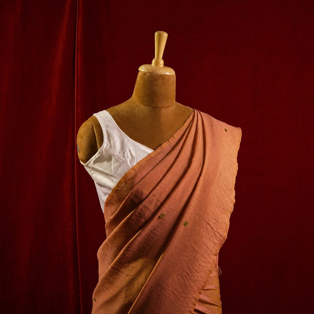 Dusky Orange Chumki Saree – Silk Handloom Saree - Kottanz Loom CoSareeKottanz Loom Co