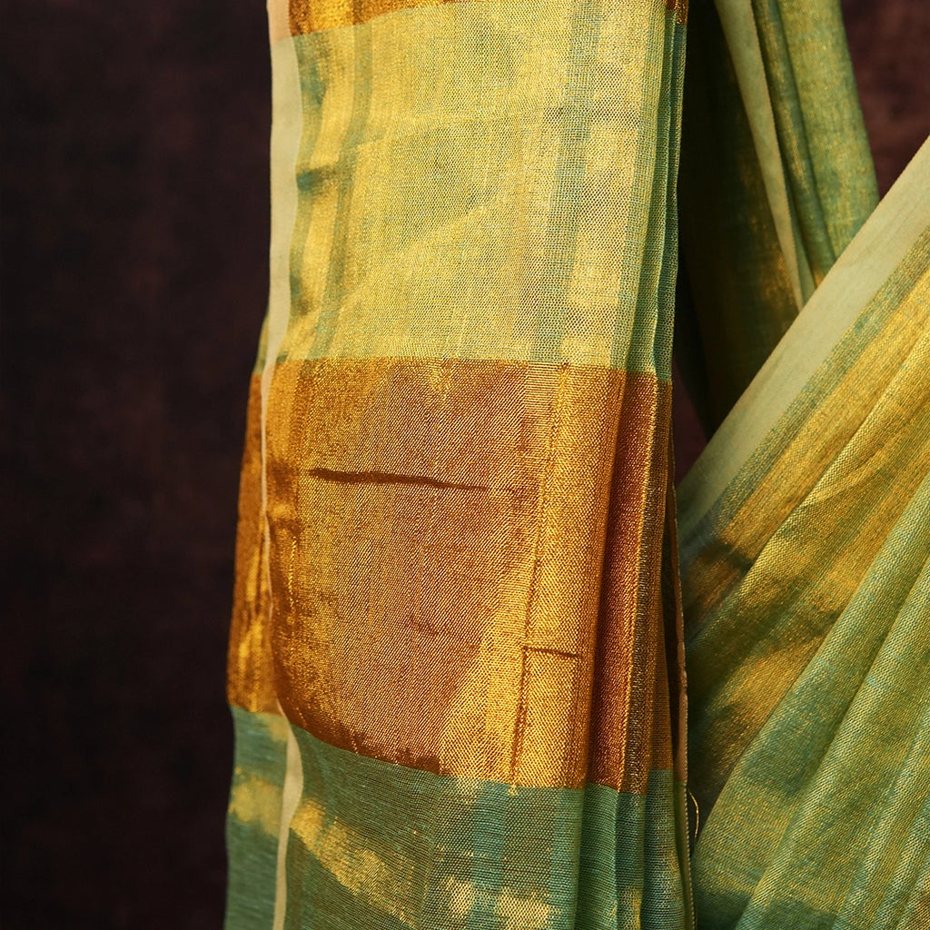 Green Raga Tissue Saree – Handwoven Traditional Indian Silk Saree
