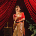 Golden Red Accent Handloom Saree | Traditional Wedding Ethnic Wear - Kottanz Loom CoSareeKottanz Loom Co