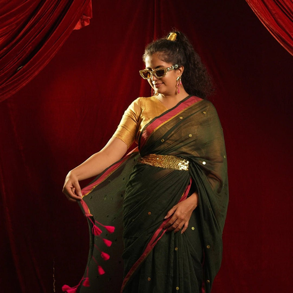 Green Chumki Rani Saree – Handcrafted Indian Festive Drape - Kottanz Loom CoSareeKottanz Loom Co