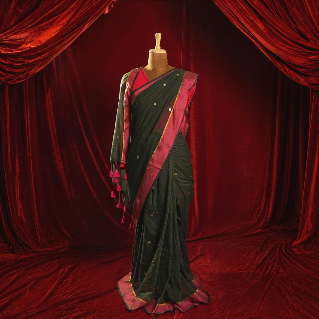 Green Chumki Rani Saree – Handcrafted Indian Festive Drape - Kottanz Loom CoSareeKottanz Loom Co